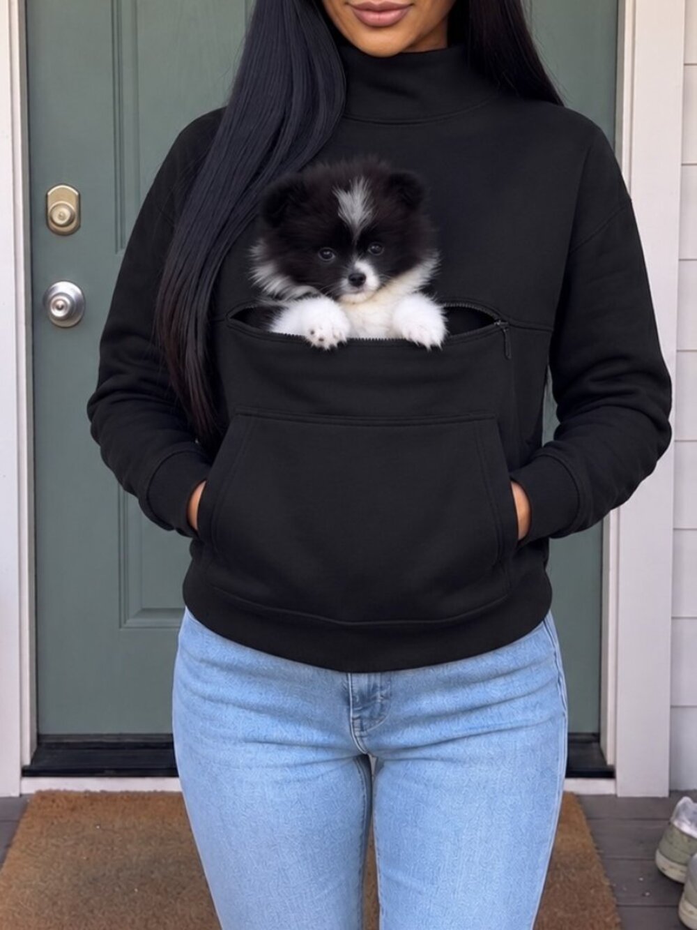 Pet Pouch Mock Neck sweater (2 COLORS 2 SIZES)